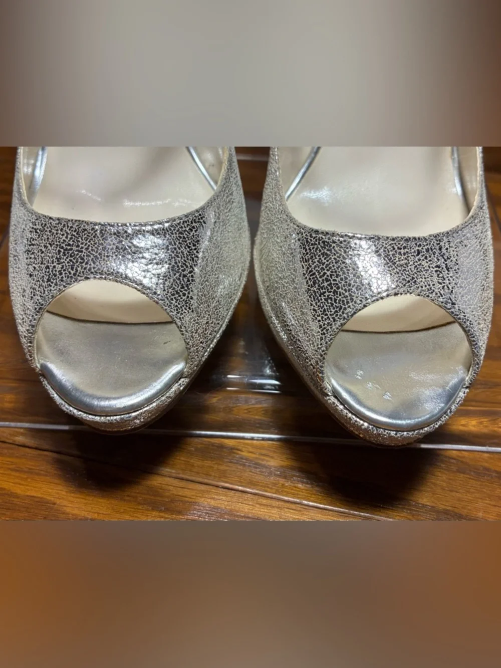 STEVEN Steve Madden Mary Jane Silver Textured Leather Platform Pumps Size 7.5